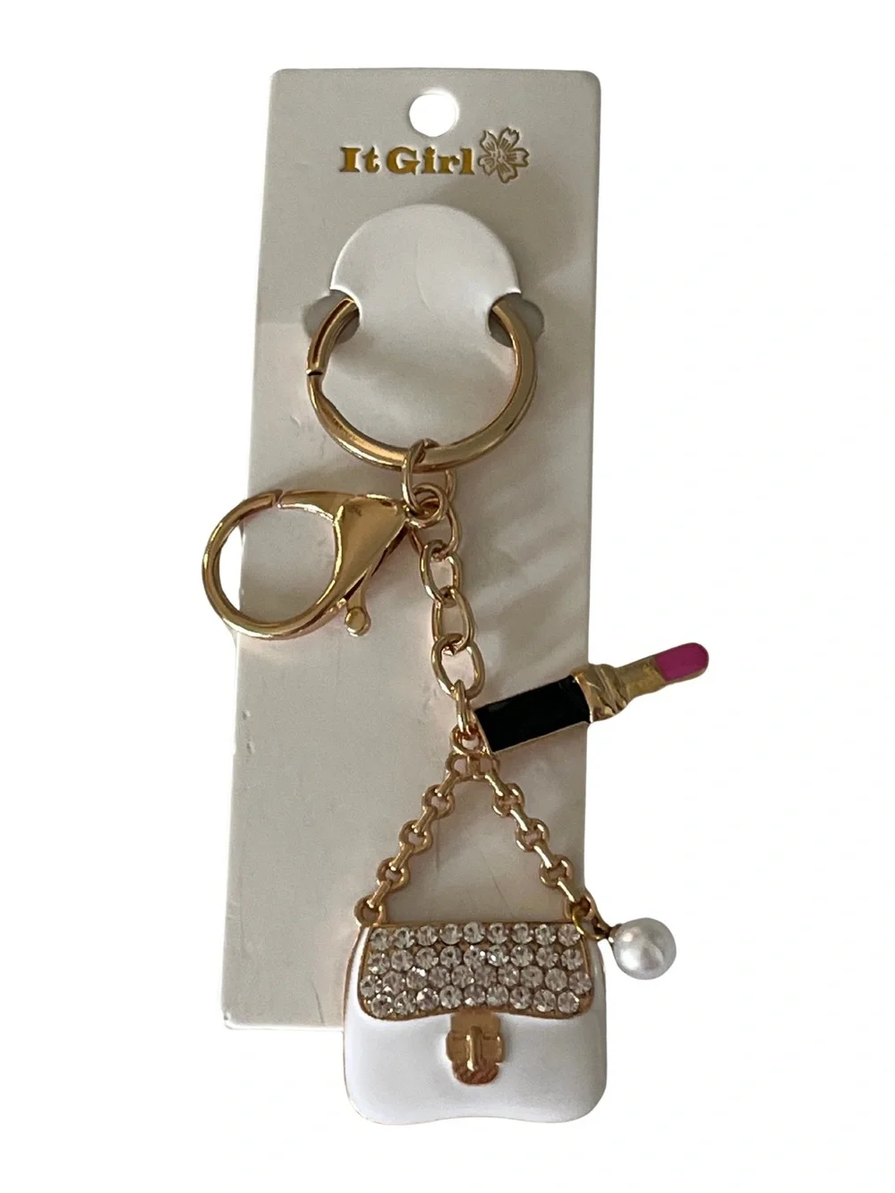 Rhinestone Purse & Lipstick Bag Charm Keychain Choose Your Color